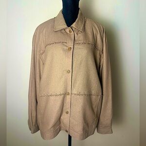 EVR Vintage 100% Silk Women’s Fringe Sequins Button Down Brown Top Shirt Jacket